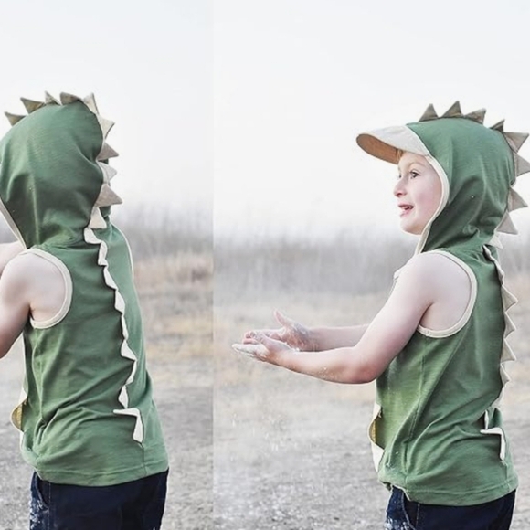 Mini Jiji T-Rex Dino Hoodie 3T Green - Picture 1 of 7